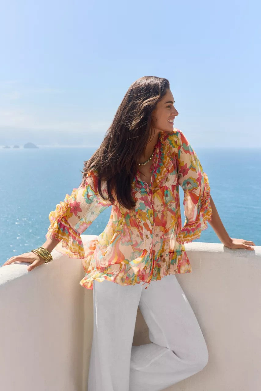 GAL RUFFLE TIE BLOUSE