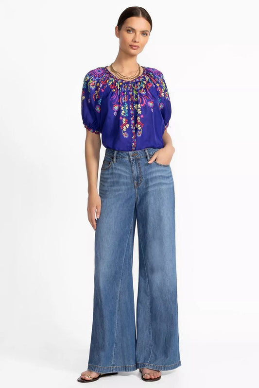 THE BLANKET STITCH WIDE LEG JEAN