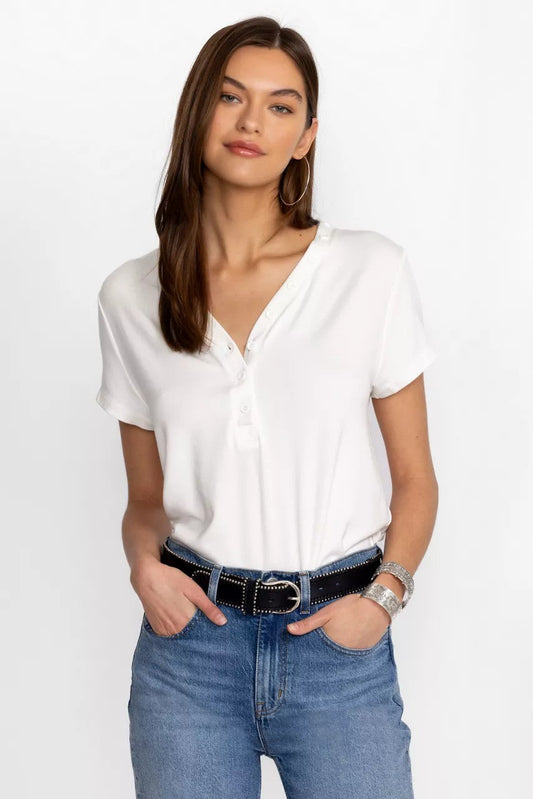 MODAL JERSEY BUTTON NECK TEE