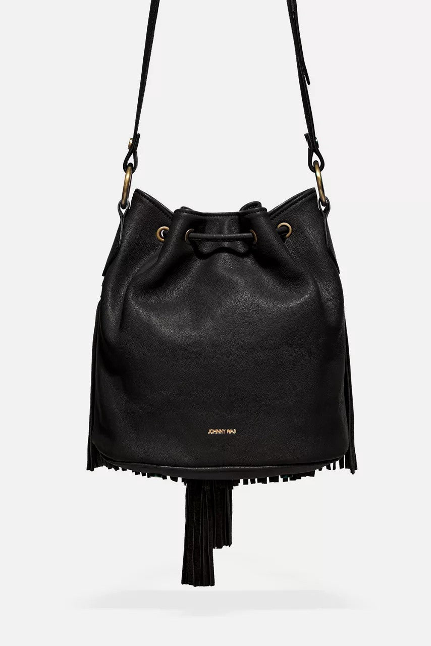ITALIAN LEATHER FRINGE BUCKET BAG