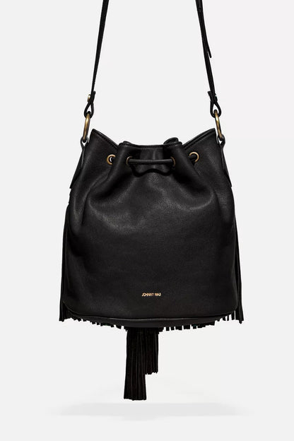 ITALIAN LEATHER FRINGE BUCKET BAG