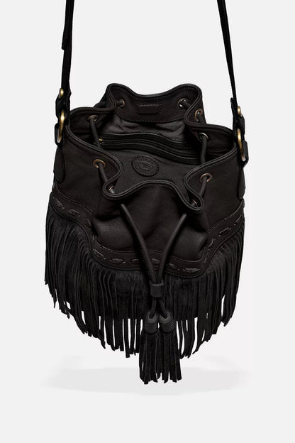 ITALIAN LEATHER FRINGE BUCKET BAG
