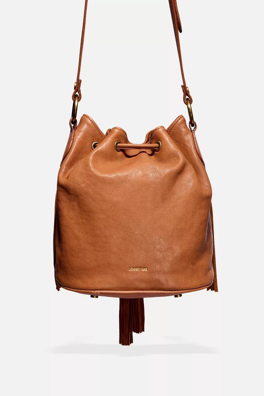 ITALIAN LEATHER FRINGE BUCKET BAG