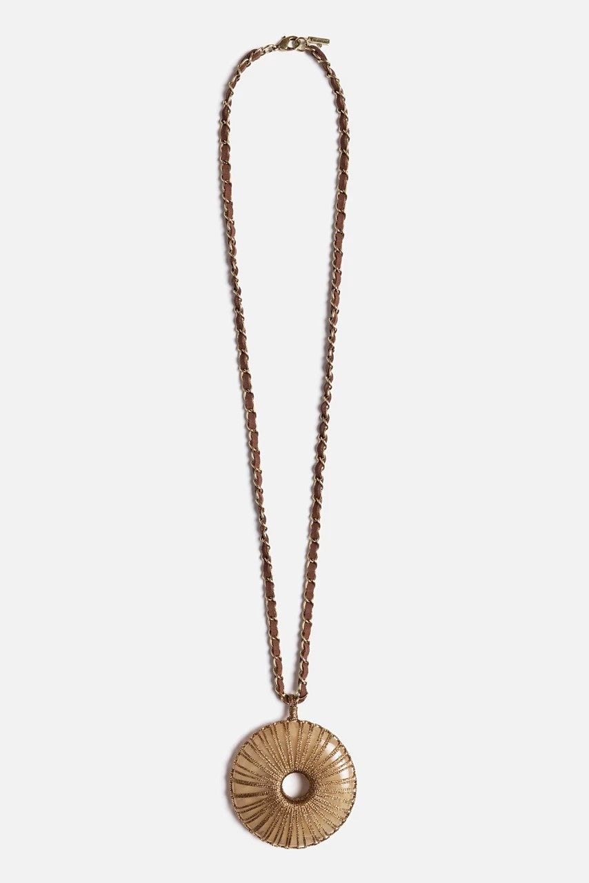 CRYSTAL PENDANT SUEDE CHAIN NECKLACE