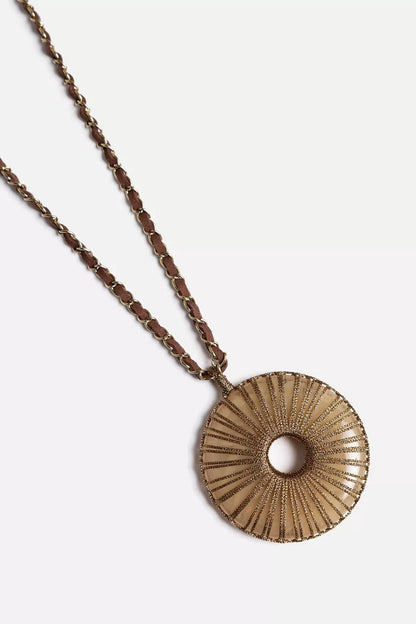 CRYSTAL PENDANT SUEDE CHAIN NECKLACE