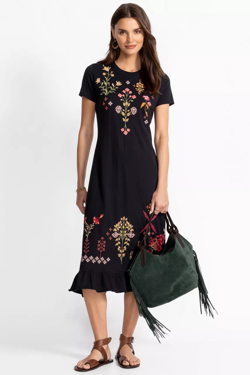 SHORT SLEEVE RUFFLE HEM DRESS