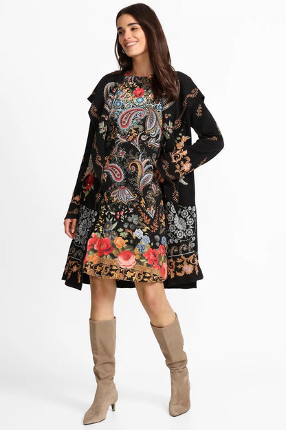 THE JANIE FAVORITE ELBOW SLEEVE MOCK NECK DRESS