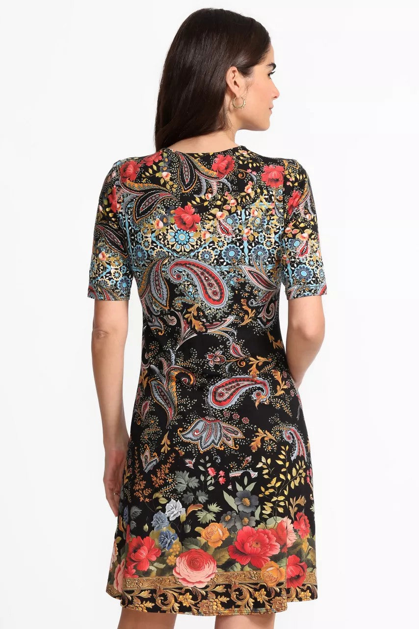 THE JANIE FAVORITE ELBOW SLEEVE MOCK NECK DRESS