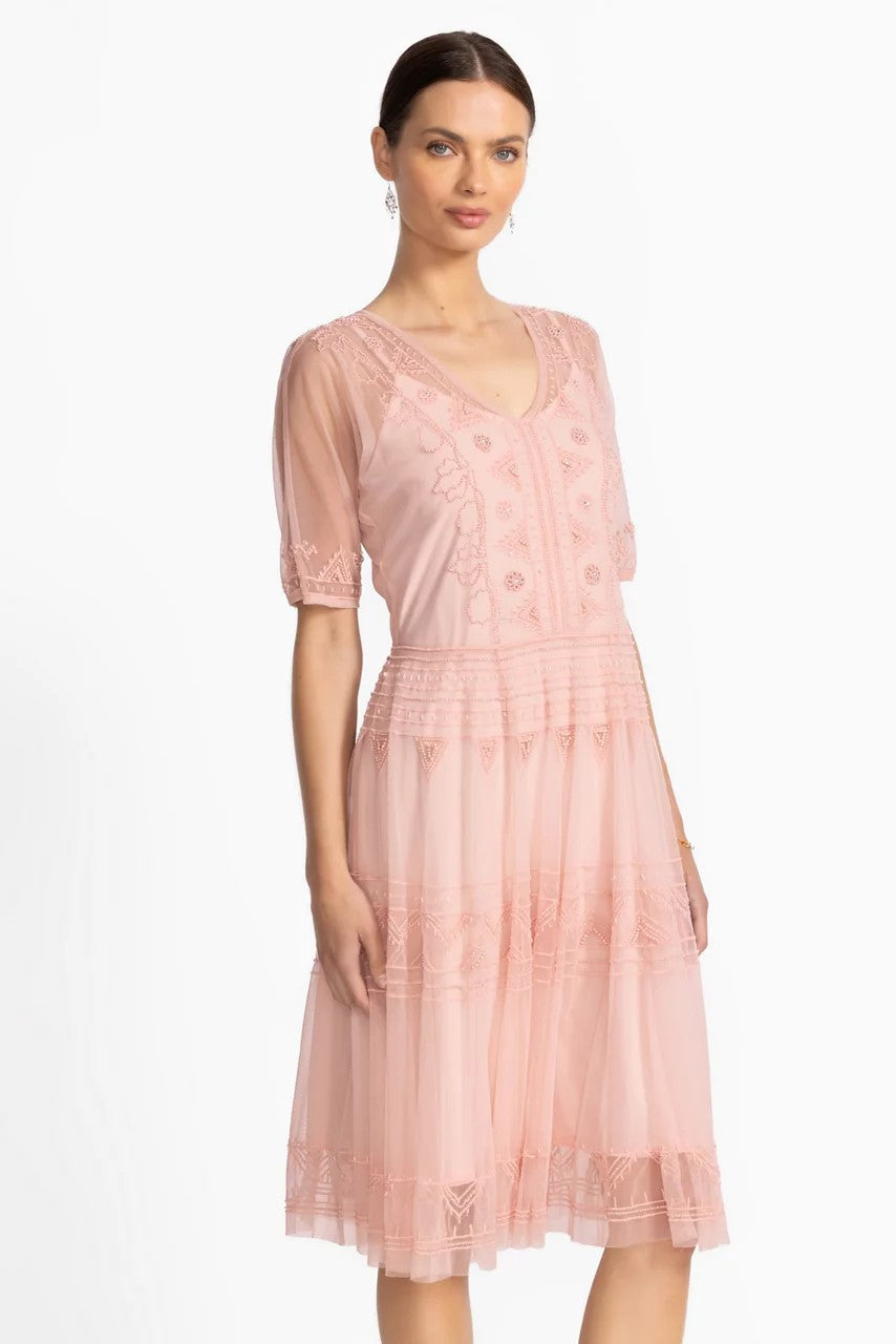 MEZZA BEADED MESH DRESS