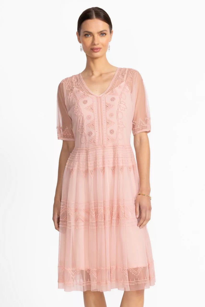 MEZZA BEADED MESH DRESS