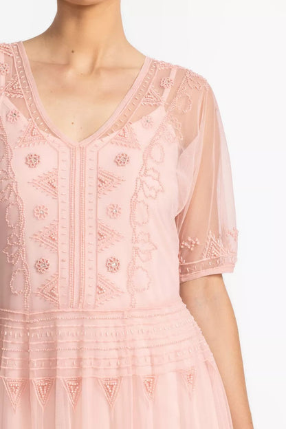 MEZZA BEADED MESH DRESS