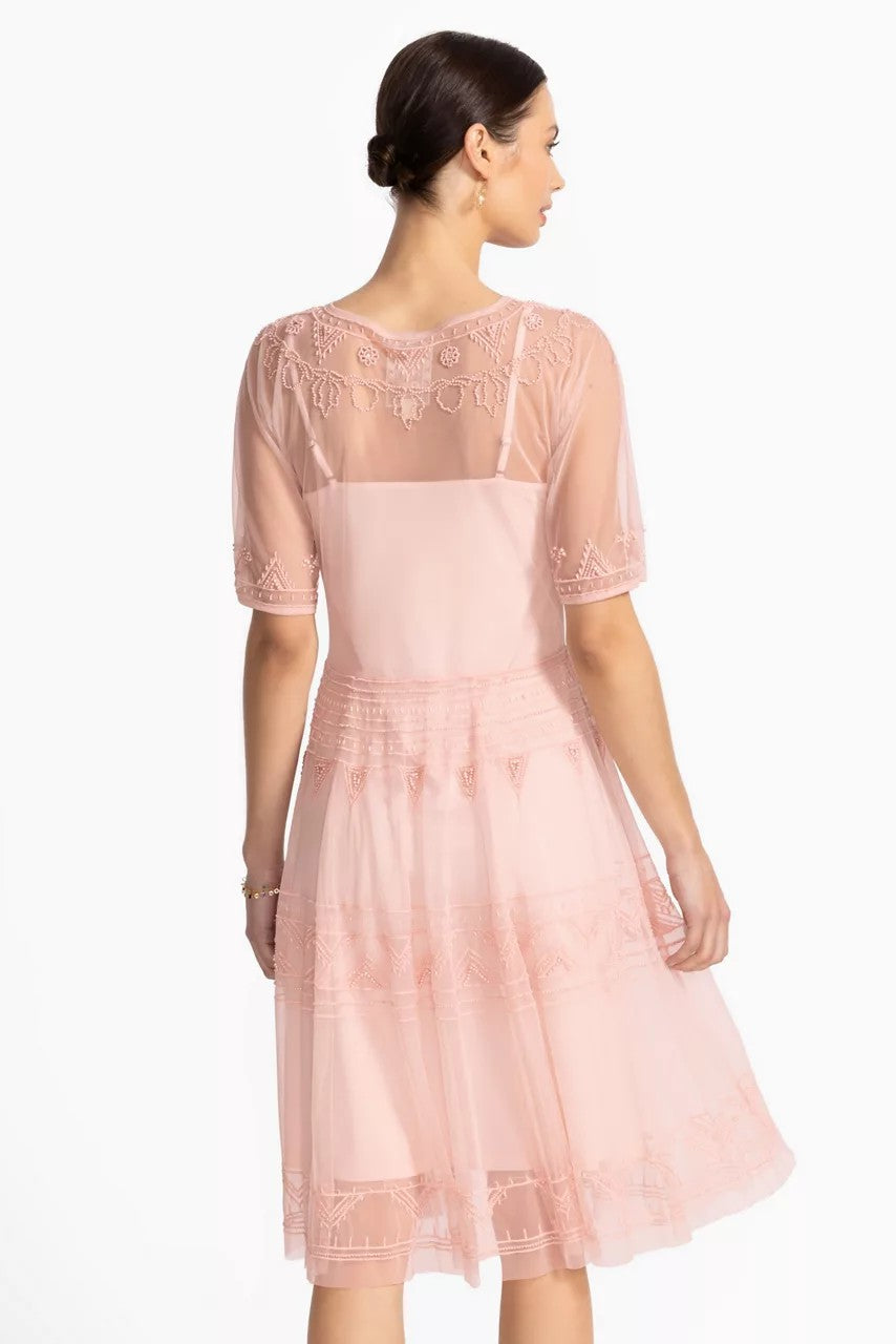 MEZZA BEADED MESH DRESS