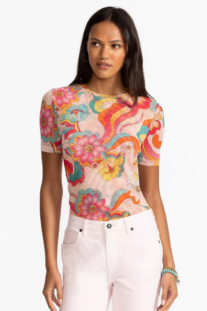 ELEANOR SHORT SLEEVE MESH TEE