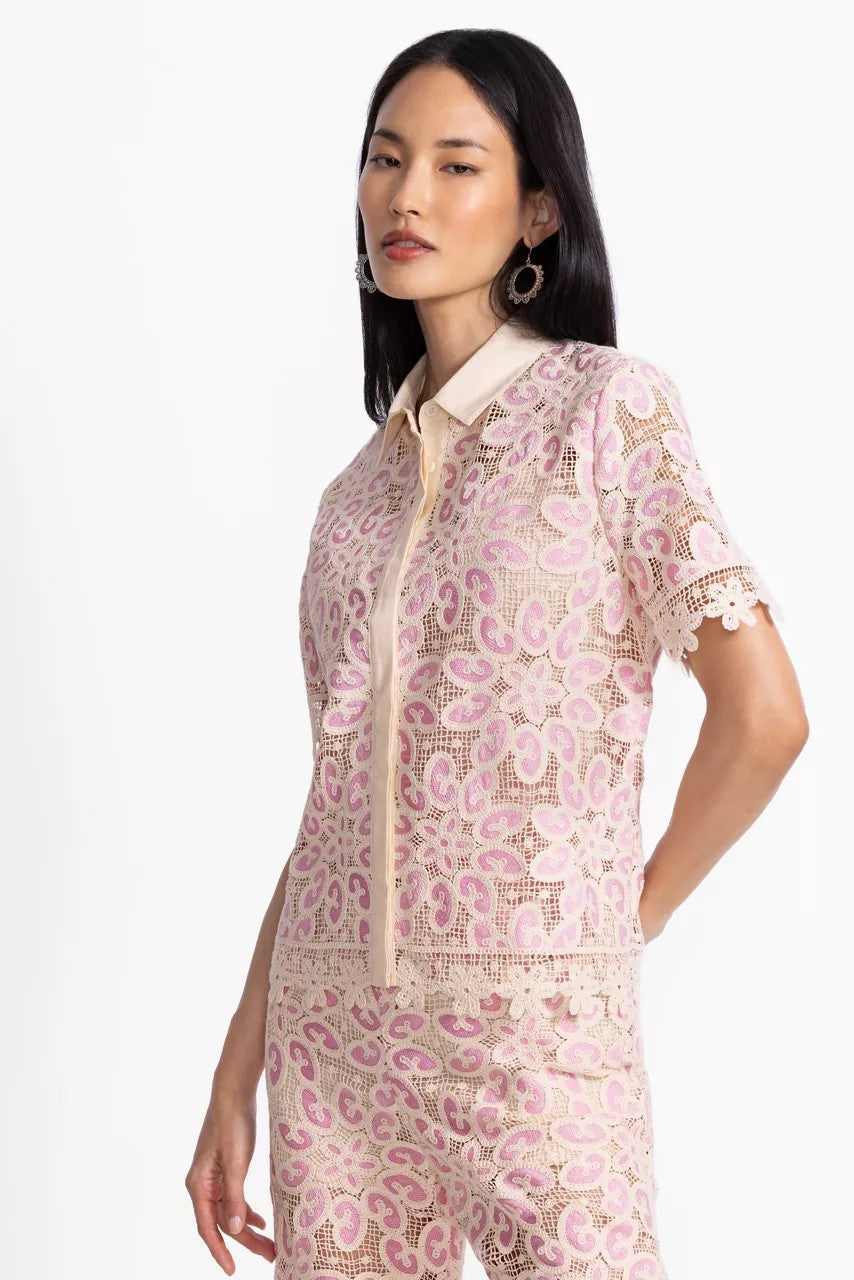 BILLIE LACE BUTTON DOWN SHIRT