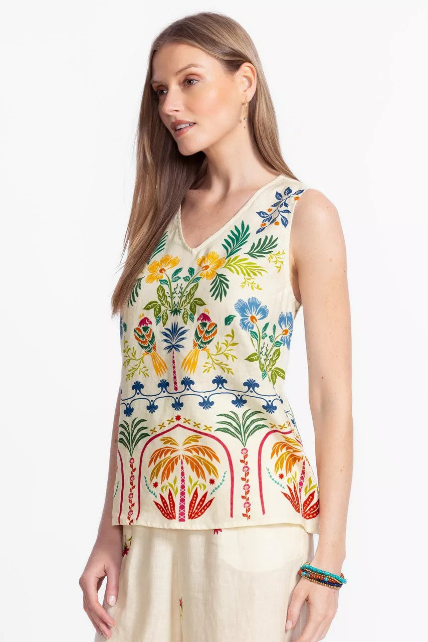 BUTTON BACK LINEN TANK