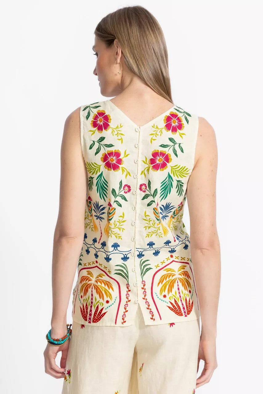 BUTTON BACK LINEN TANK