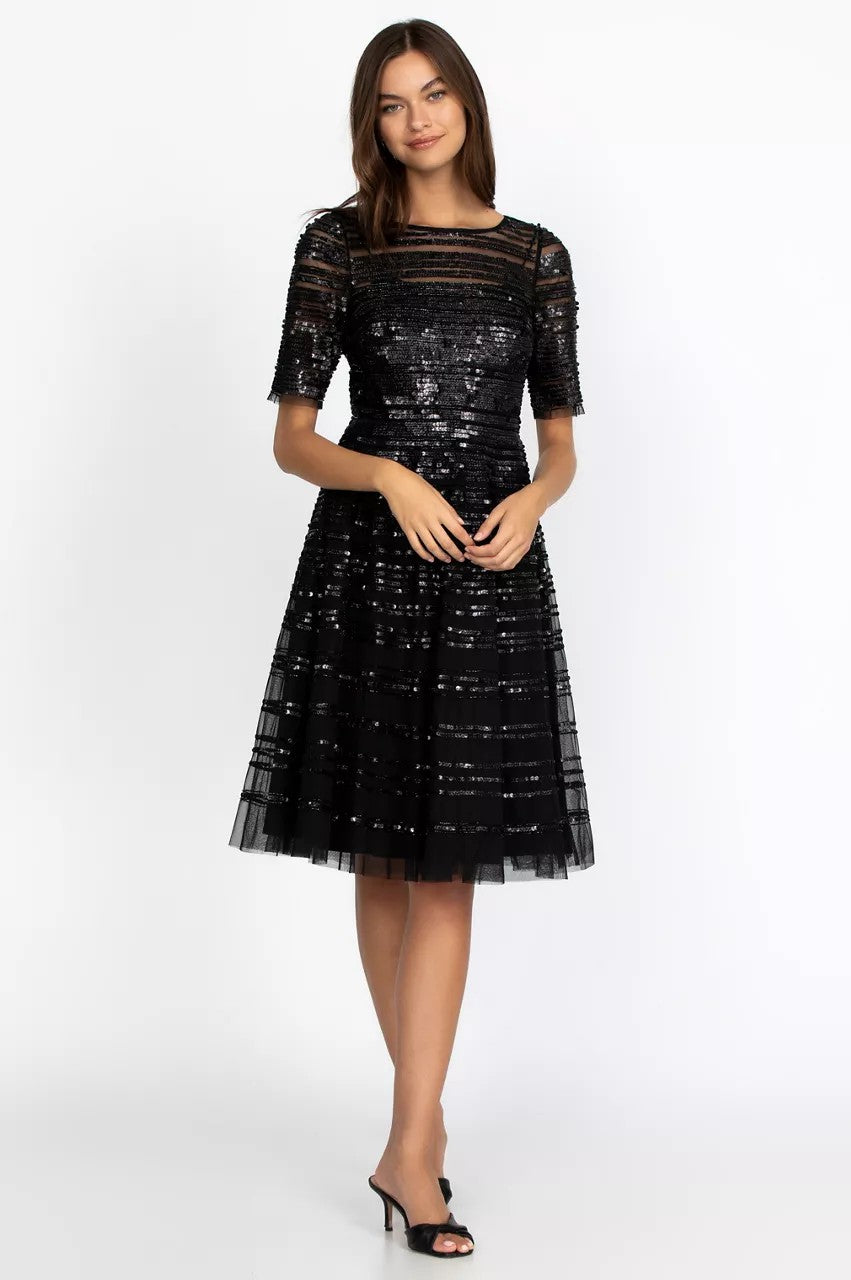 Black Beaded Mesh Dress