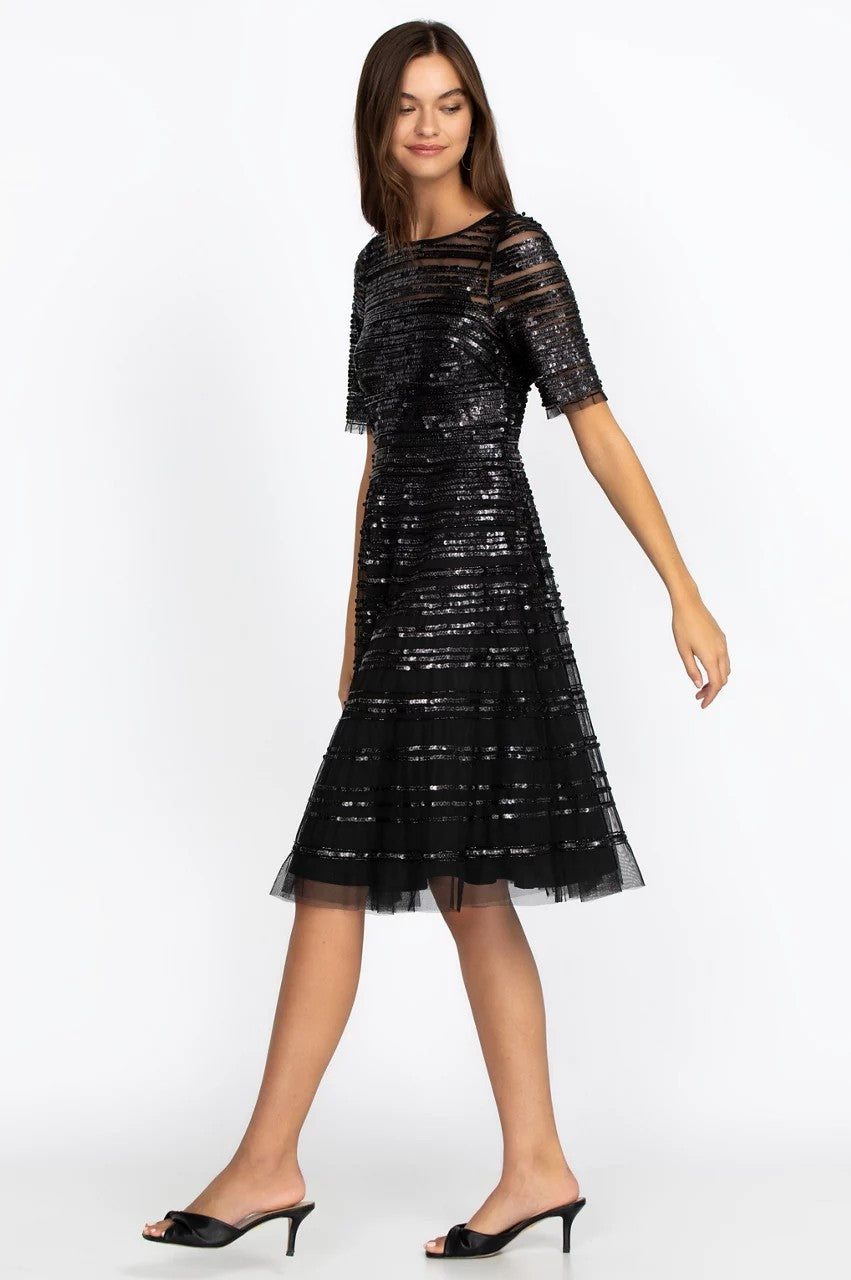 Black Beaded Mesh Dress