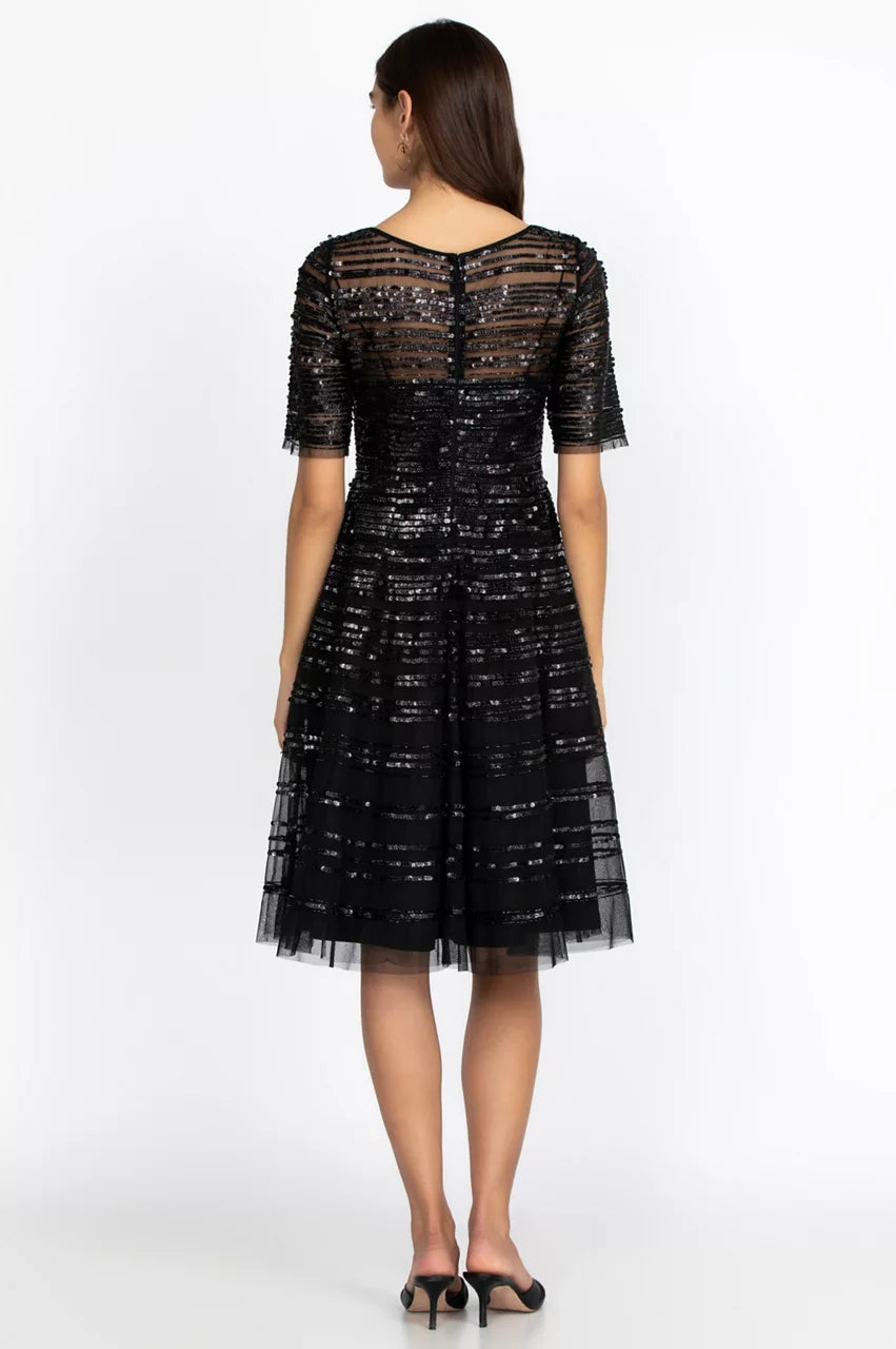 Black Beaded Mesh Dress