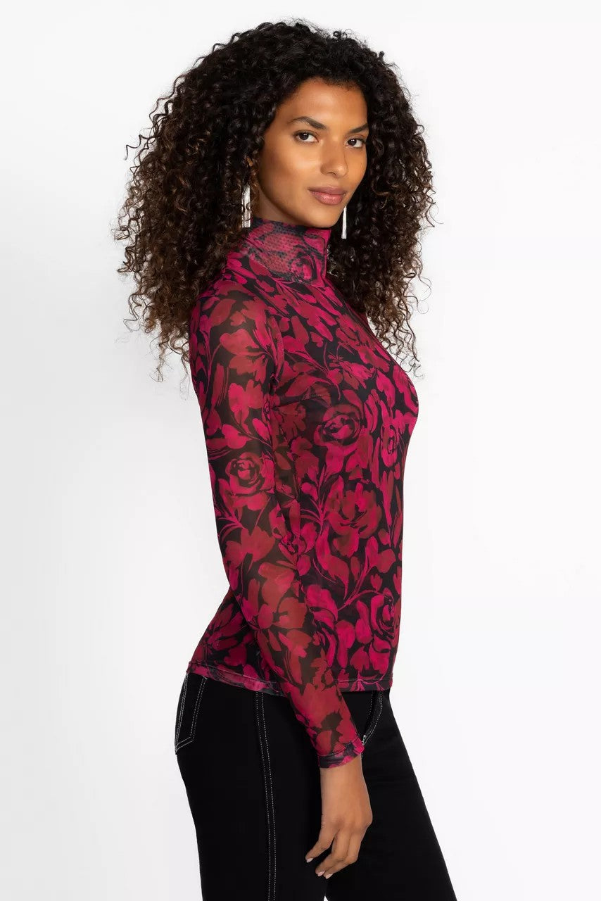 REBECCA MESH MOCK NECK TEE